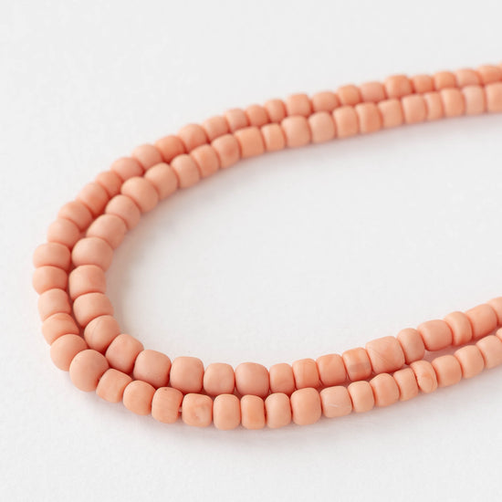 Glass Java Beads - Opaque Peach - Whole or Half Strand