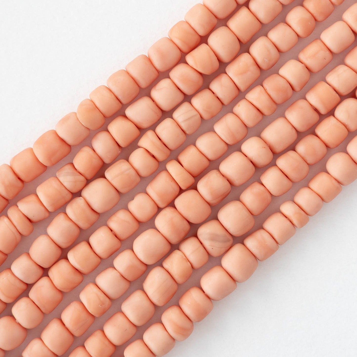 Glass Java Beads - Opaque Peach - Whole or Half Strand