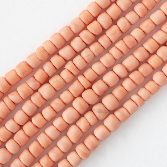 Glass Java Beads - Opaque Peach - Whole or Half Strand