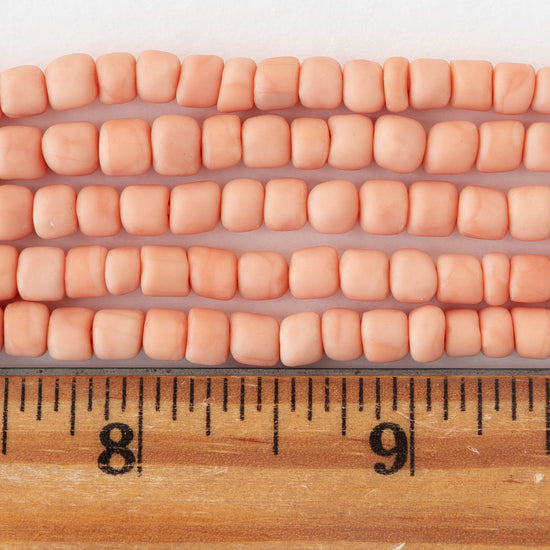 Glass Java Beads - Opaque Peach - Whole or Half Strand