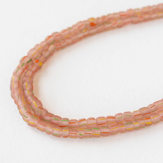Glass Java Beads - Peach with Stripes - Whole or Half Strand