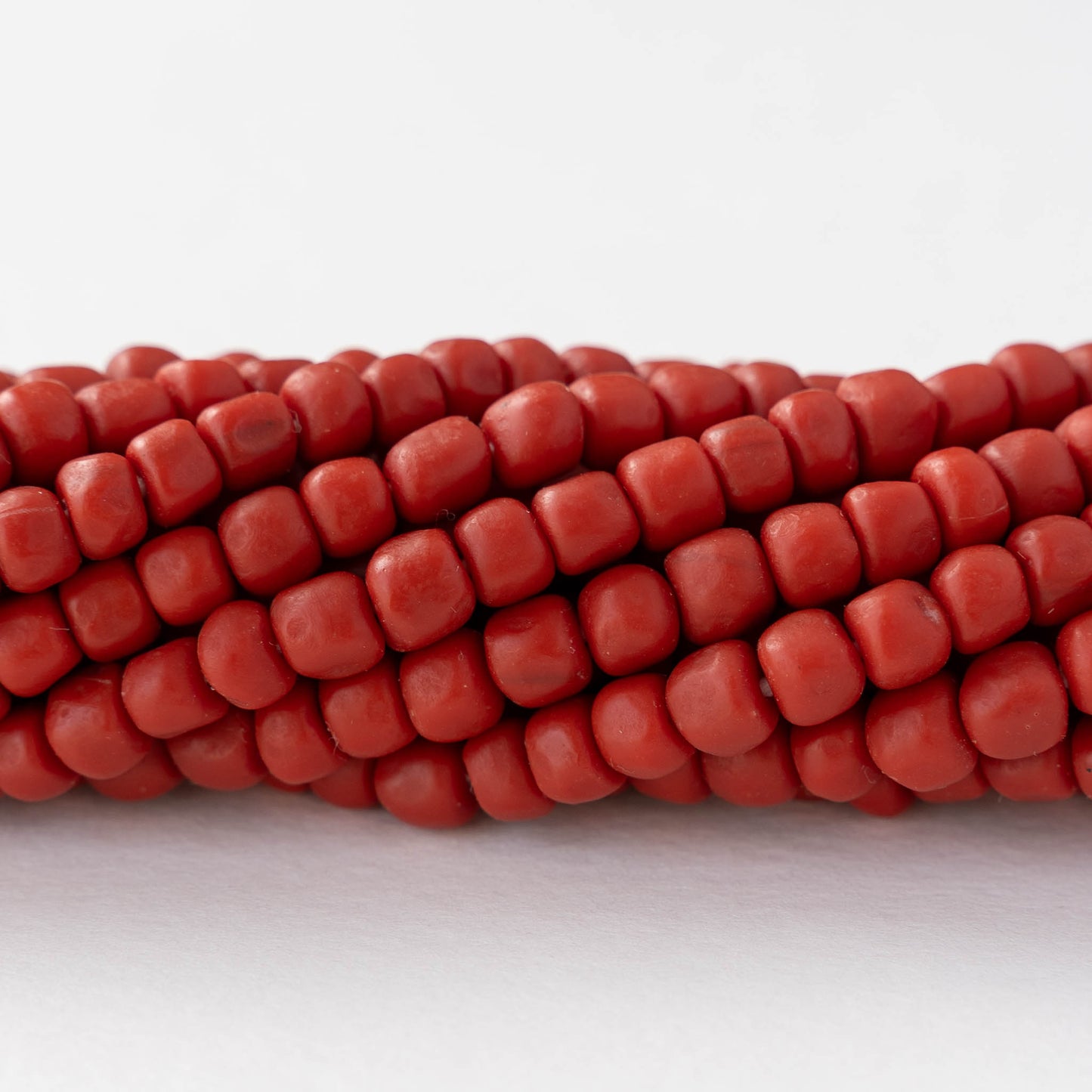 Glass Java Beads - Opaque Red - Whole or Half Strand