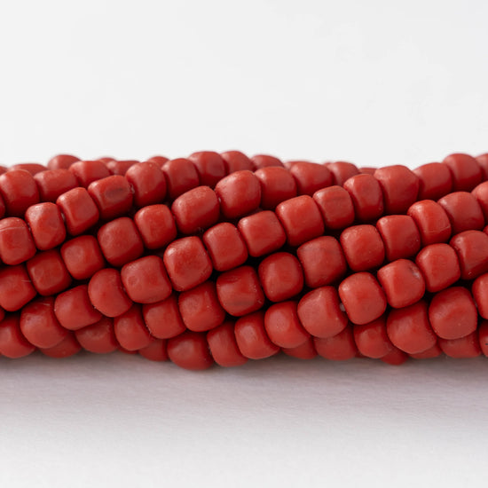 Glass Java Beads - Opaque Red - Whole or Half Strand
