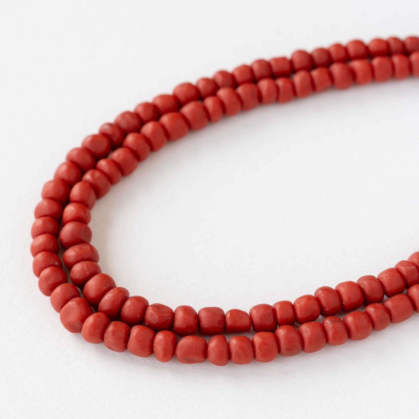 Glass Java Beads - Opaque Red - Whole or Half Strand