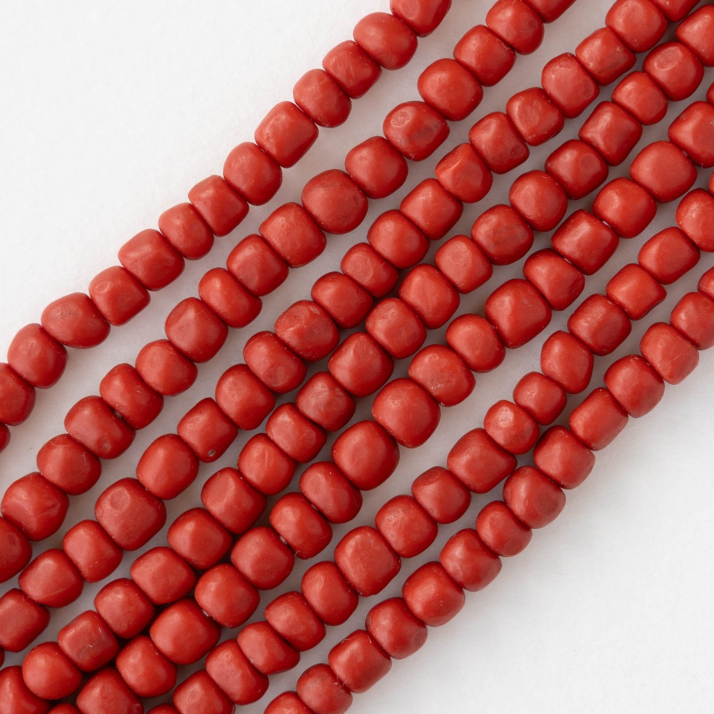 Glass Java Beads - Opaque Red - Whole or Half Strand