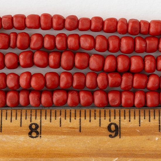 Glass Java Beads - Opaque Red - Whole or Half Strand