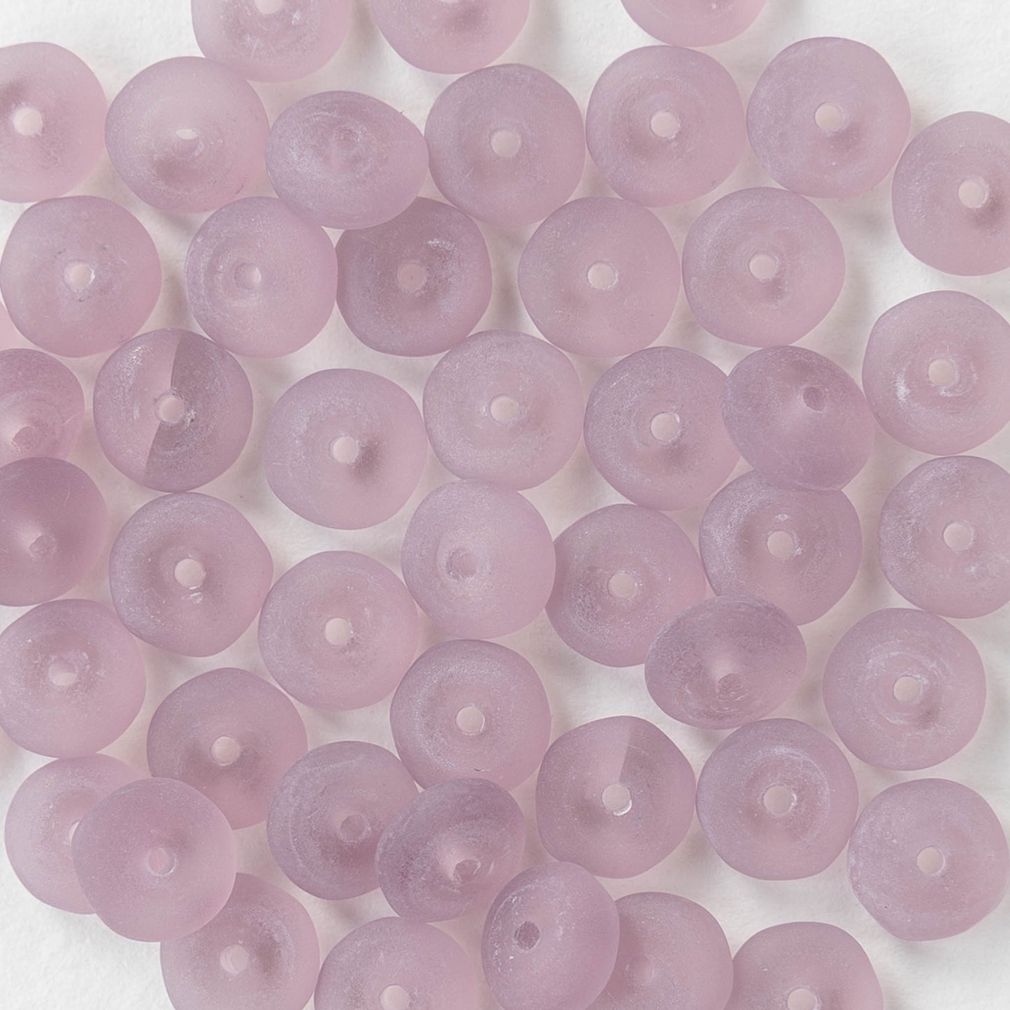 6mm Glass Rondelle Beads - Matte Amethyst - 50 or 100 Beads