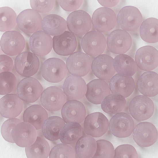 6mm Glass Rondelle Beads - Matte Amethyst - 50 or 100 Beads