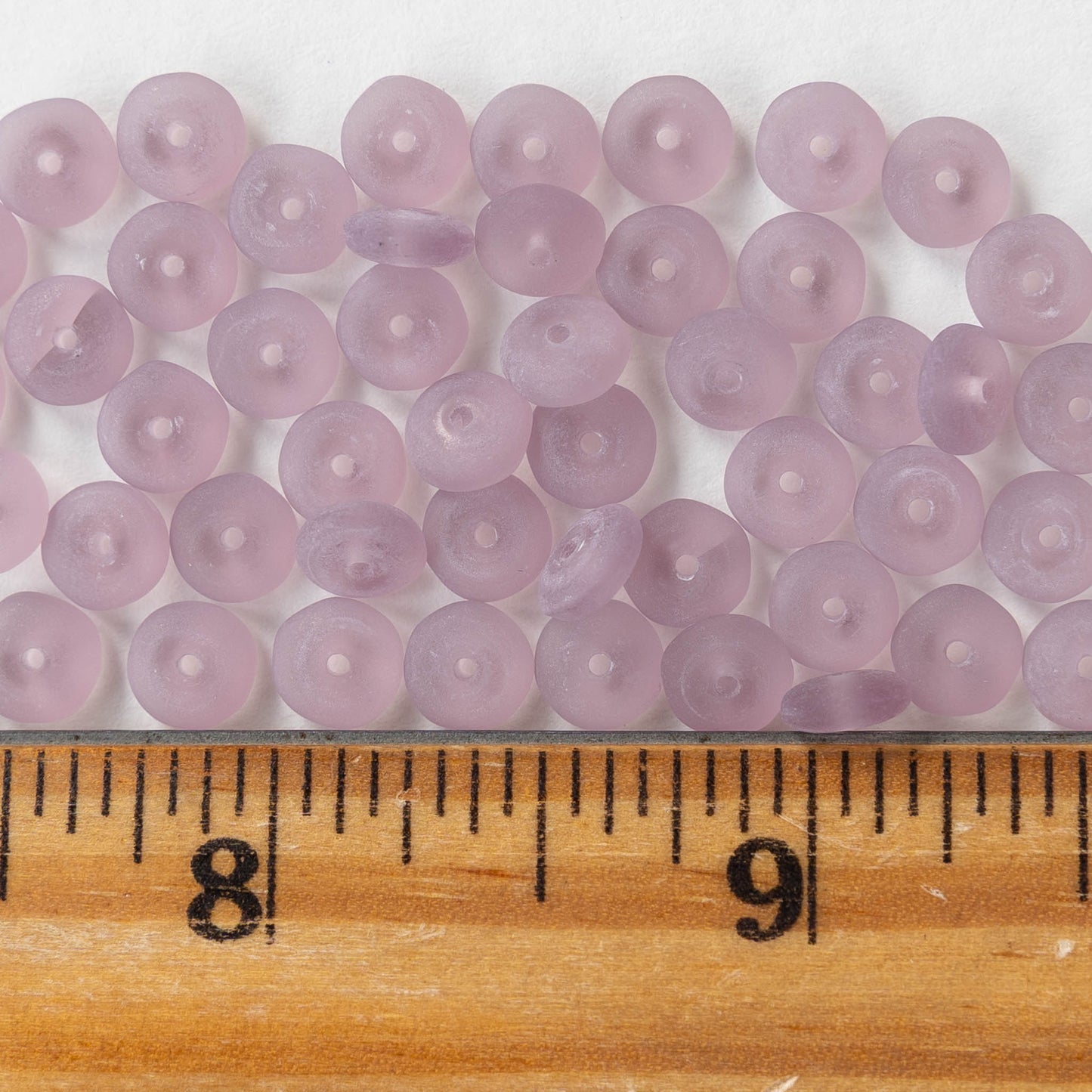 6mm Glass Rondelle Beads - Matte Amethyst - 50 or 100 Beads