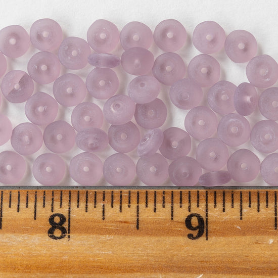 6mm Glass Rondelle Beads - Matte Amethyst - 50 or 100 Beads