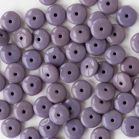 6mm Glass Rondelle Beads - Opaque Lavender - 50 or 100 Beads