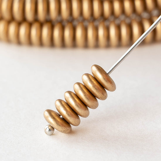 6mm Rondelle Beads - Aztec Gold - 50 beads