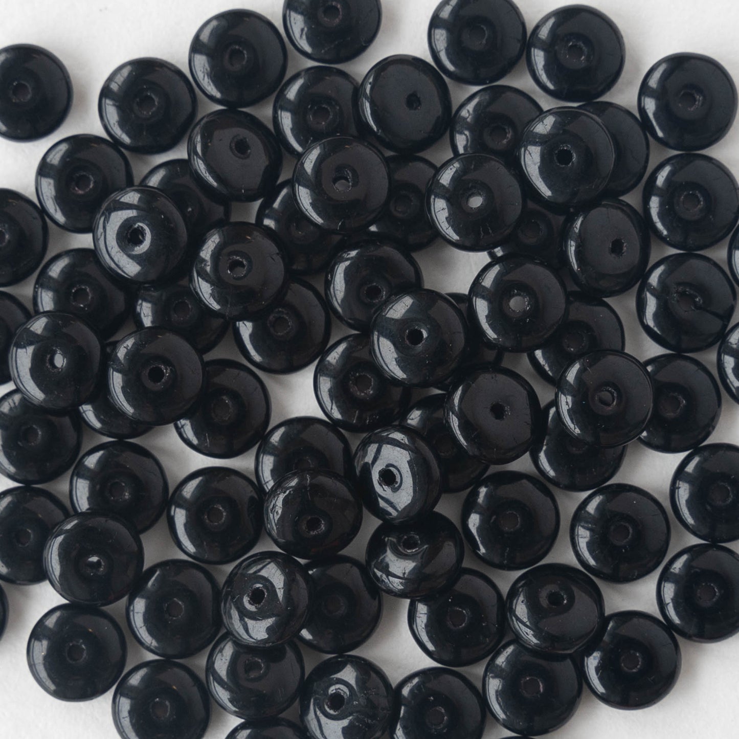 6mm Glass Rondelle Beads - Opaque Black - 120 Beads