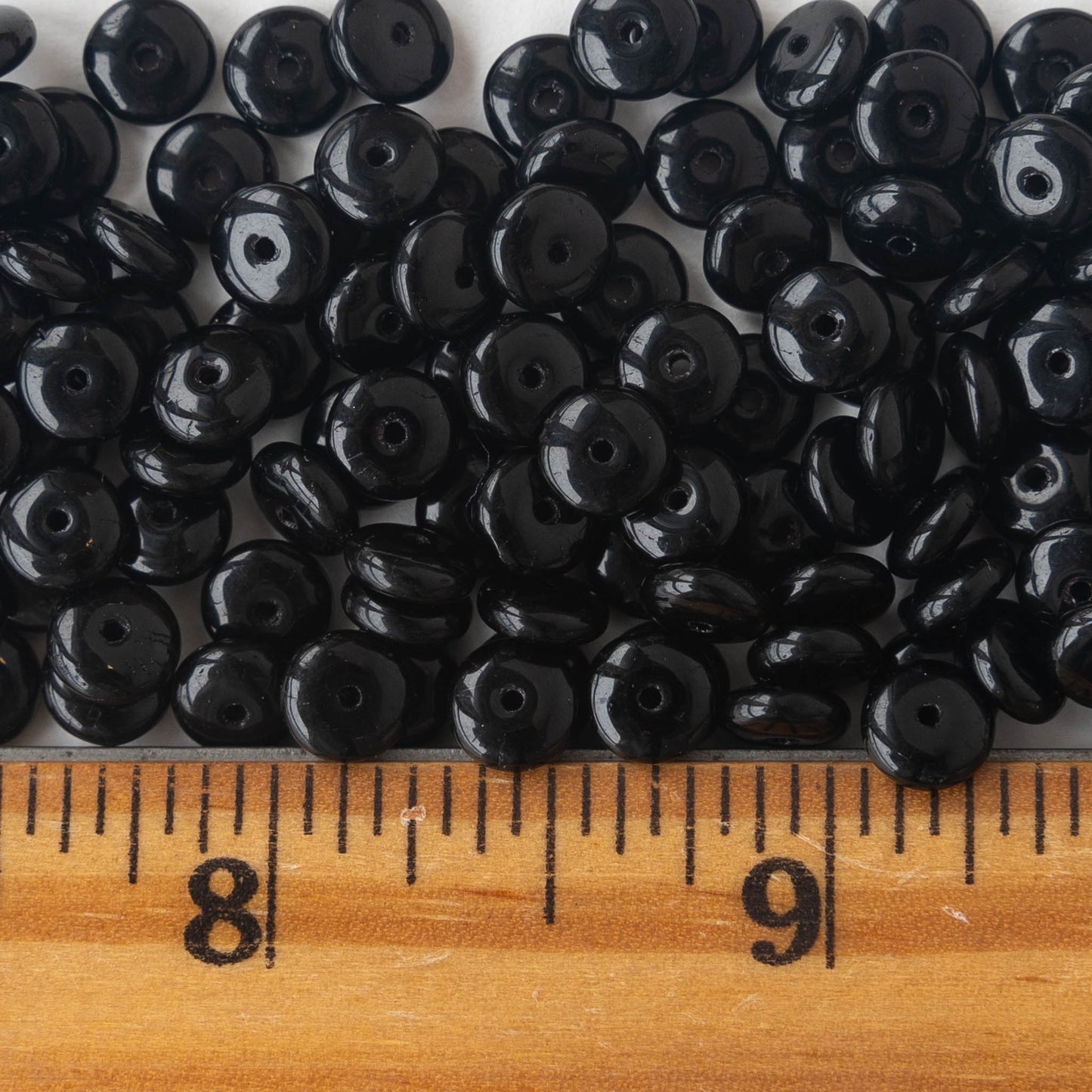 Load image into Gallery viewer, 6mm Glass Rondelle Beads - Opaque Black - 120 Beads
