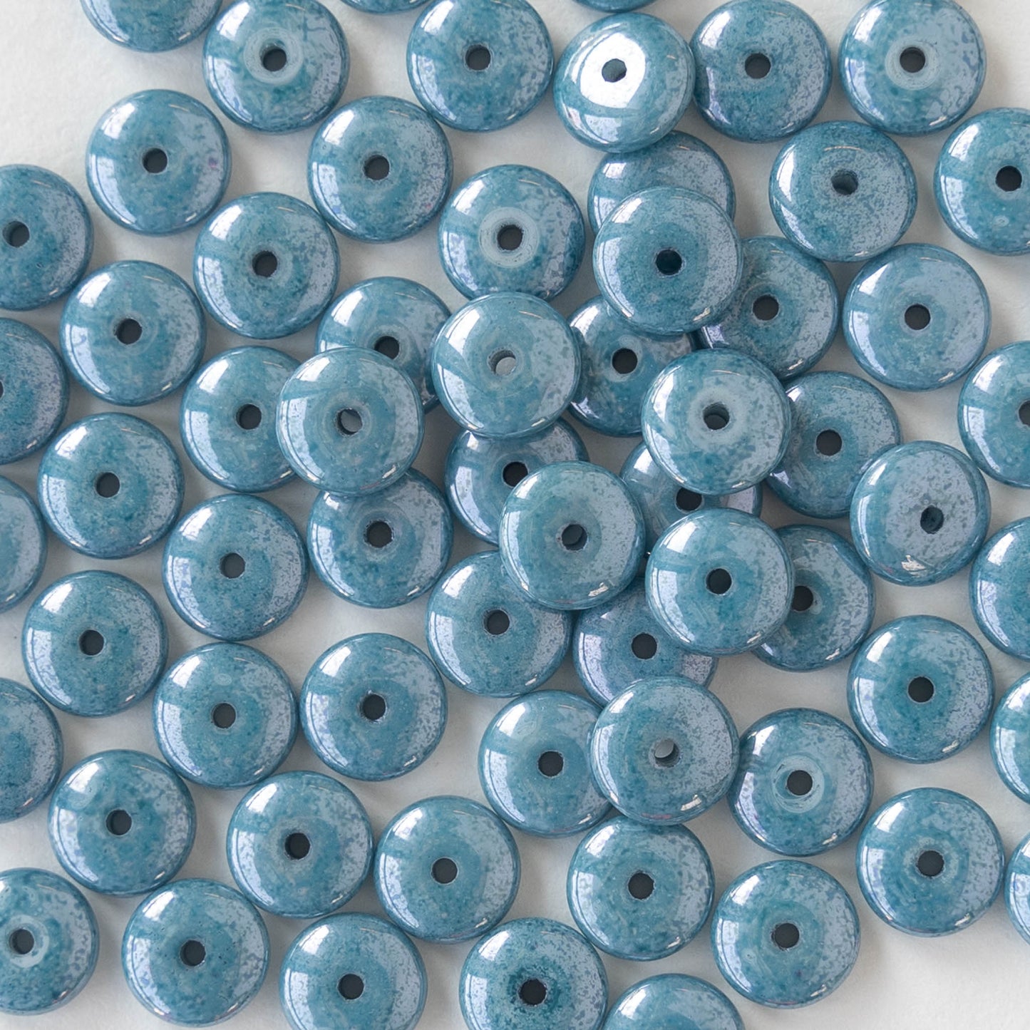 6mm rondelle - Opaque Blue Luster - 120 Beads