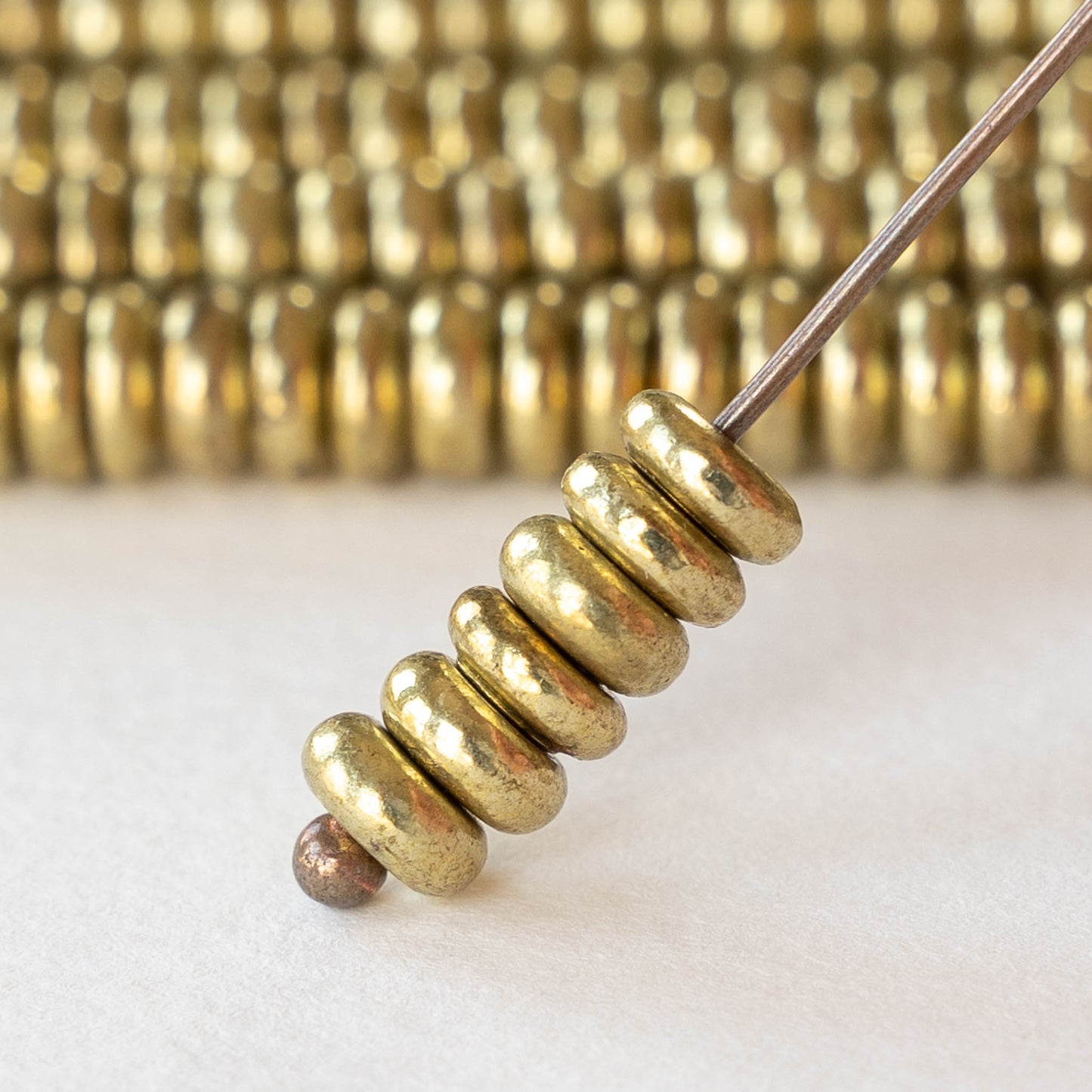 6.5mm Brass Rondelle Beads - 40