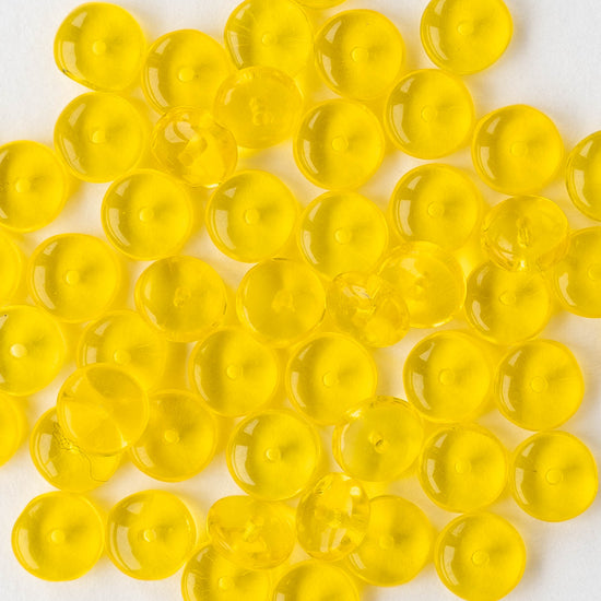 6mm Glass Rondelle Beads - Transparent Citrine - 50 or 100 Beads