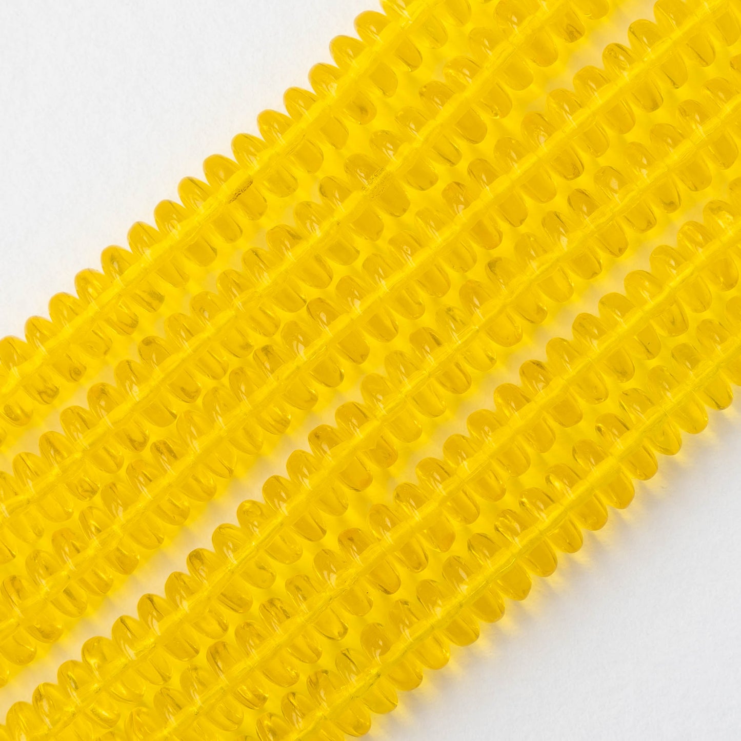 6mm Glass Rondelle Beads - Transparent Citrine - 50 or 100 Beads