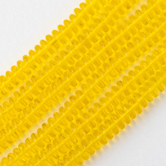6mm Glass Rondelle Beads - Transparent Citrine - 50 or 100 Beads