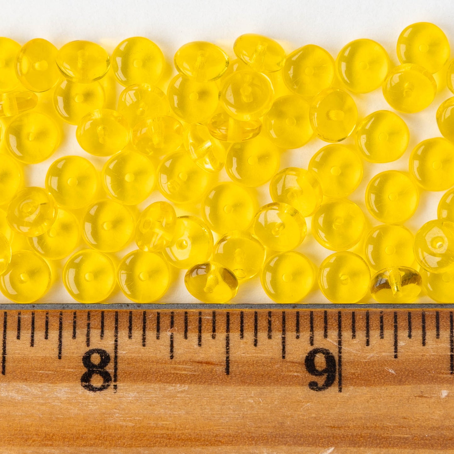 6mm Glass Rondelle Beads - Transparent Citrine - 50 or 100 Beads