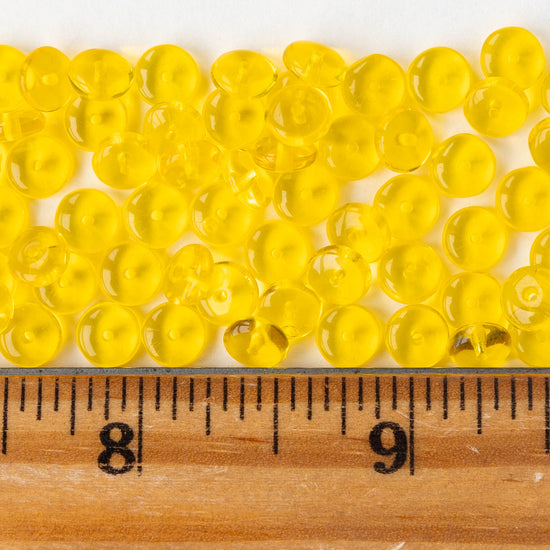 6mm Glass Rondelle Beads - Transparent Citrine - 50 or 100 Beads