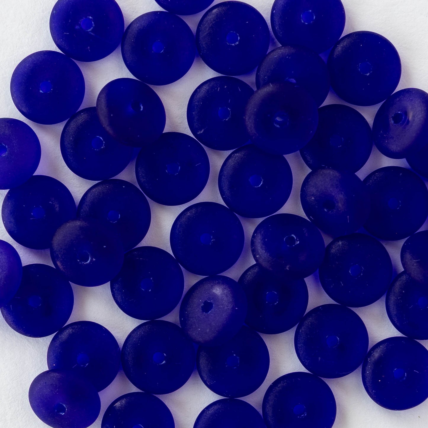 6mm Glass Rondelle Beads - Cobalt Blue Matte - 100 Beads