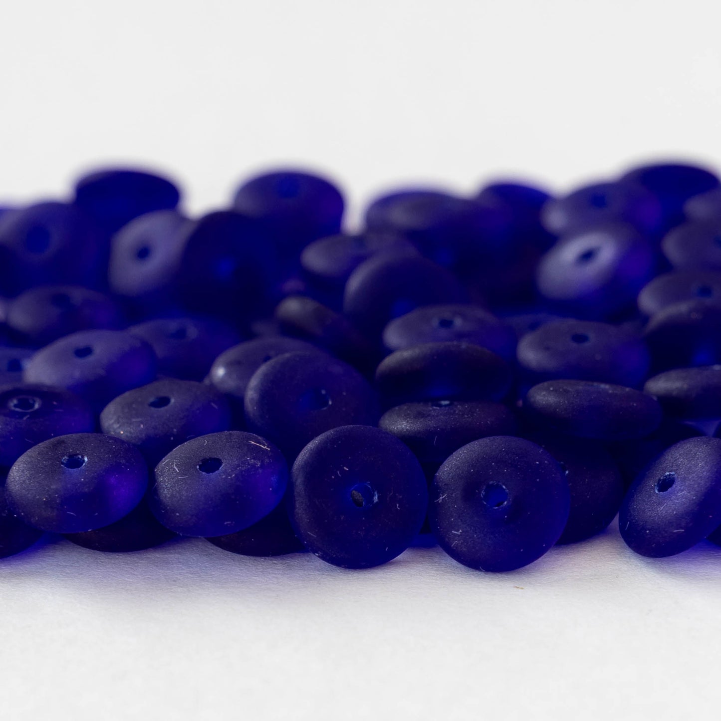6mm Glass Rondelle Beads - Cobalt Blue Matte - 100 Beads