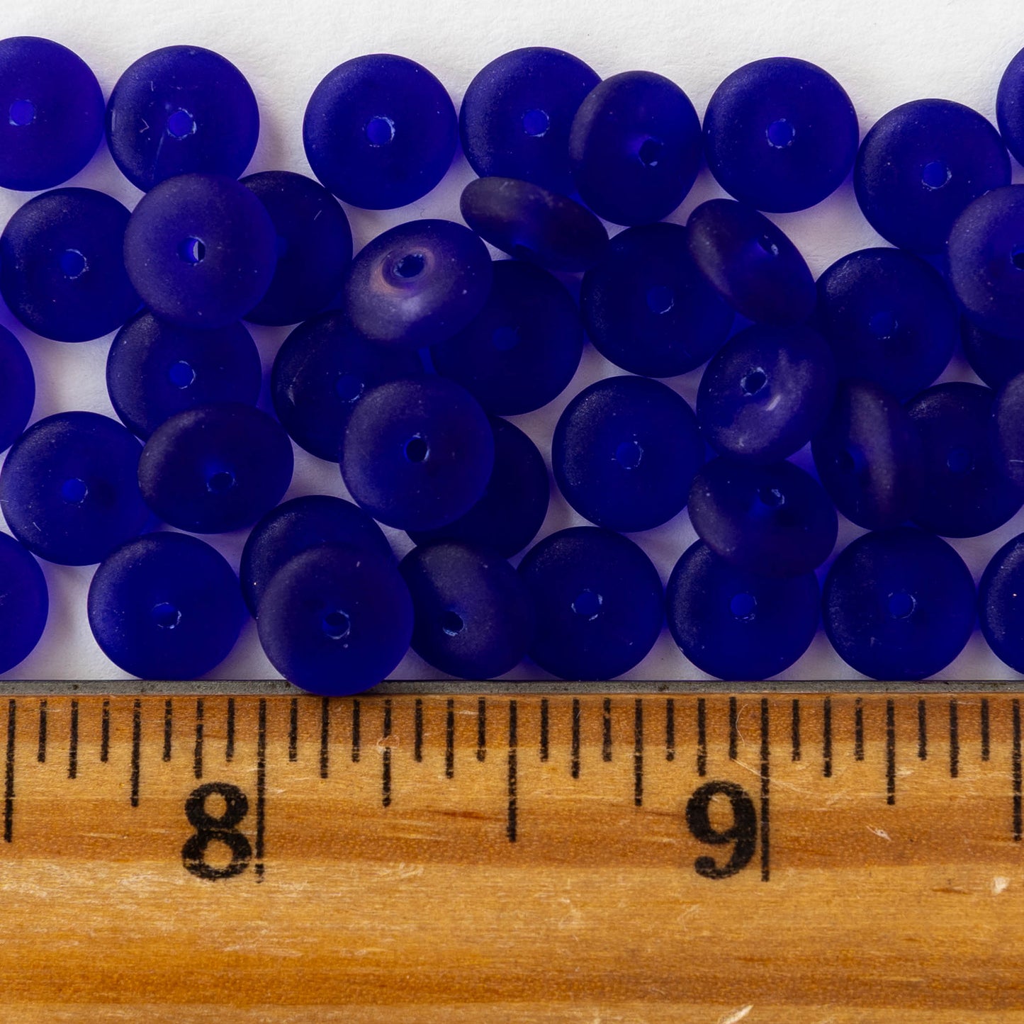 6mm Glass Rondelle Beads - Cobalt Blue Matte - 100 Beads
