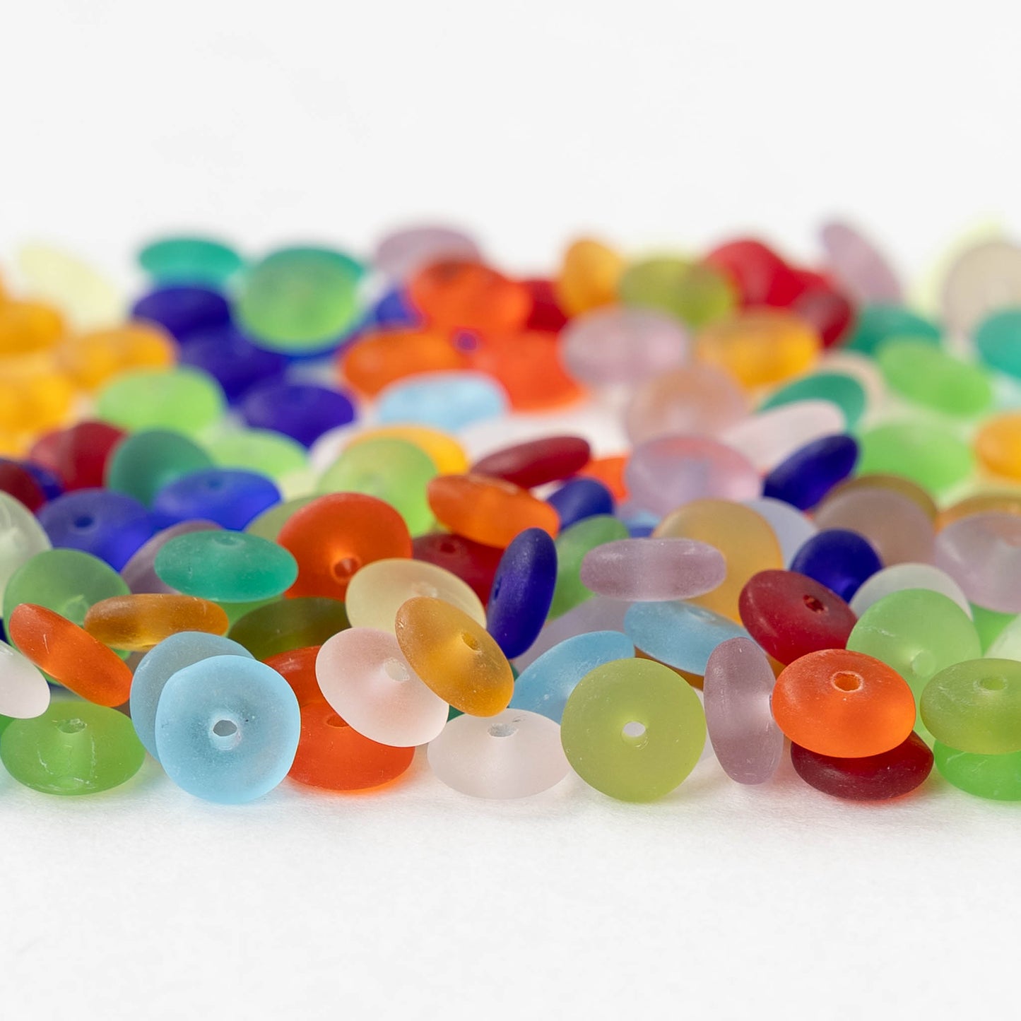 6mm Glass Rondelle Bead - Matte Color Mix - 100 beads