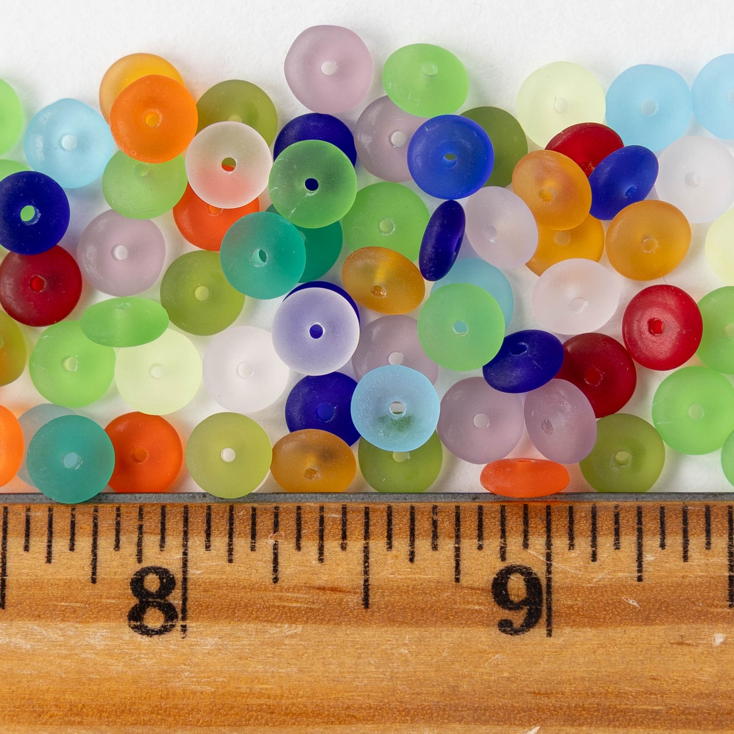 6mm Glass Rondelle Bead - Matte Color Mix - 100 beads