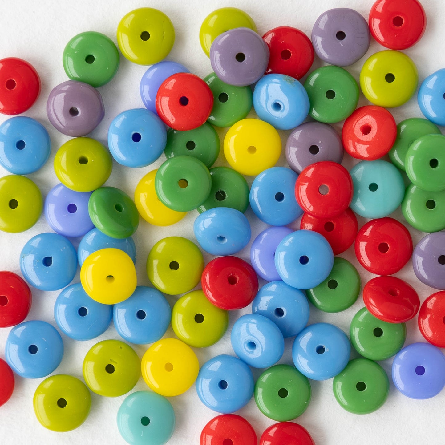 6mm Glass Rondelle Bead - Opaque Mix -  100 Beads