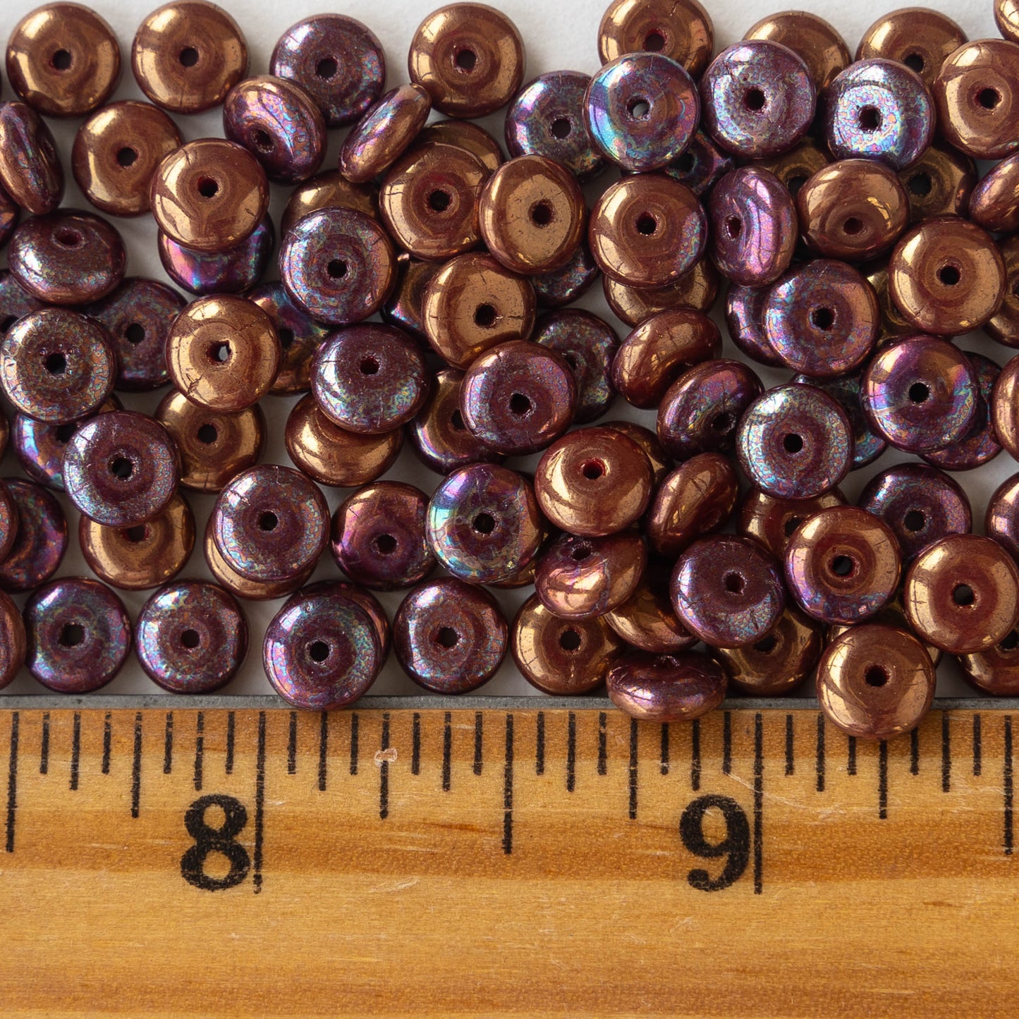 6mm Rondelle Beads - Opaque Copper Iris - 50 Beads