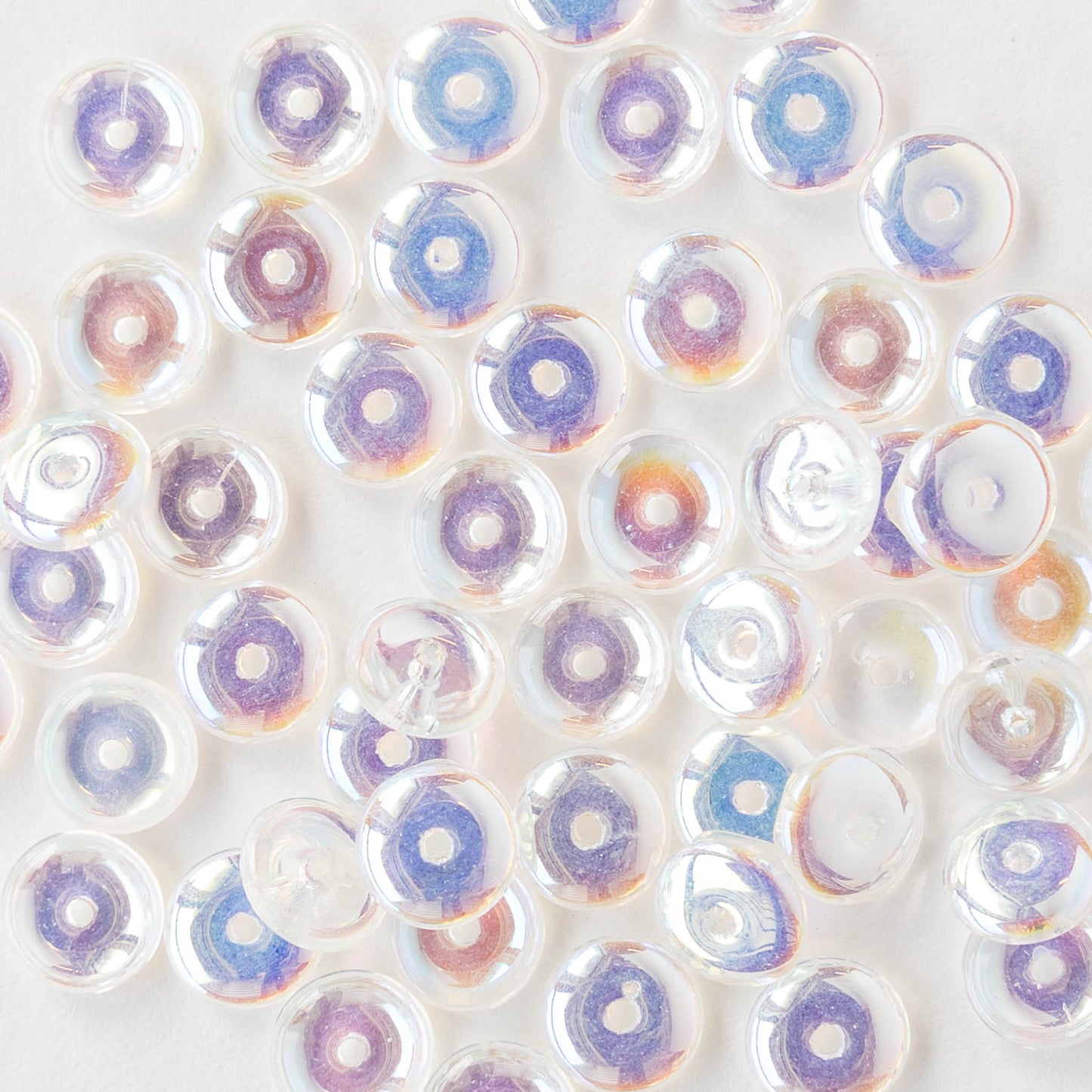 6mm Glass Rondelle Beads - Crystal AB - 50 or 100 Beads