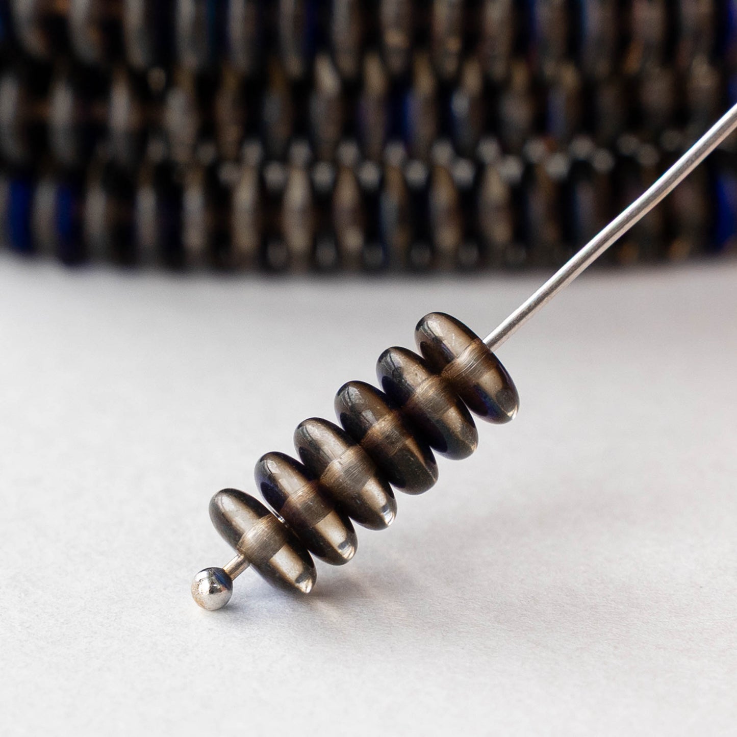 6mm Rondelle Beads - Crystal Black Metallic Blue - 50 beads