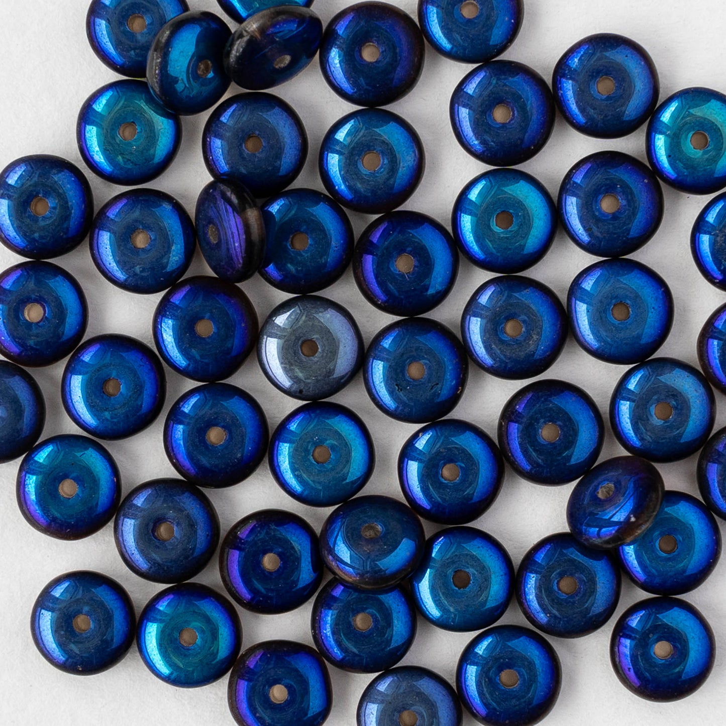 6mm Rondelle Beads - Crystal Black Metallic Blue - 50 beads