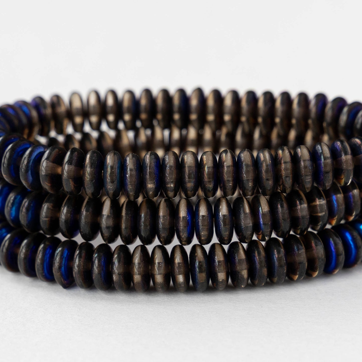 6mm Rondelle Beads - Crystal Black Metallic Blue - 50 beads