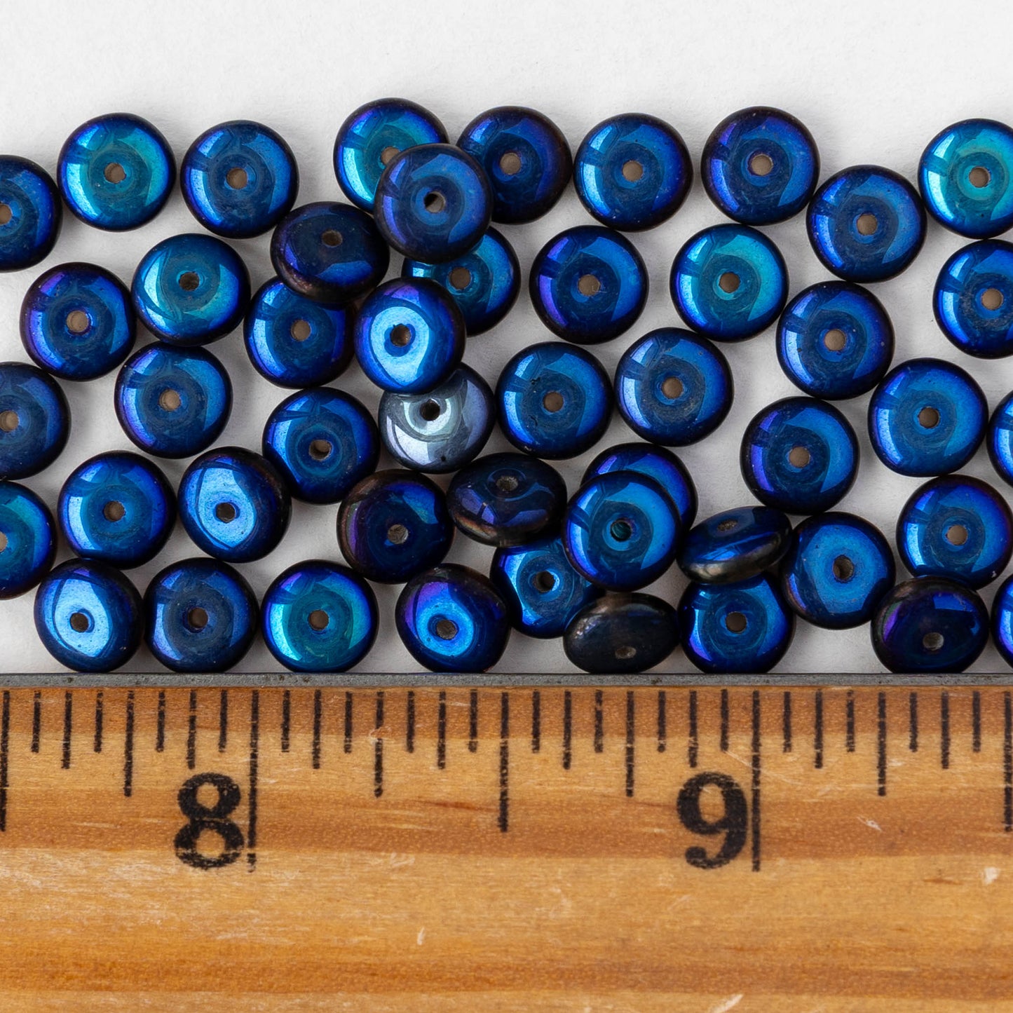 6mm Rondelle Beads - Crystal Black Metallic Blue - 50 beads