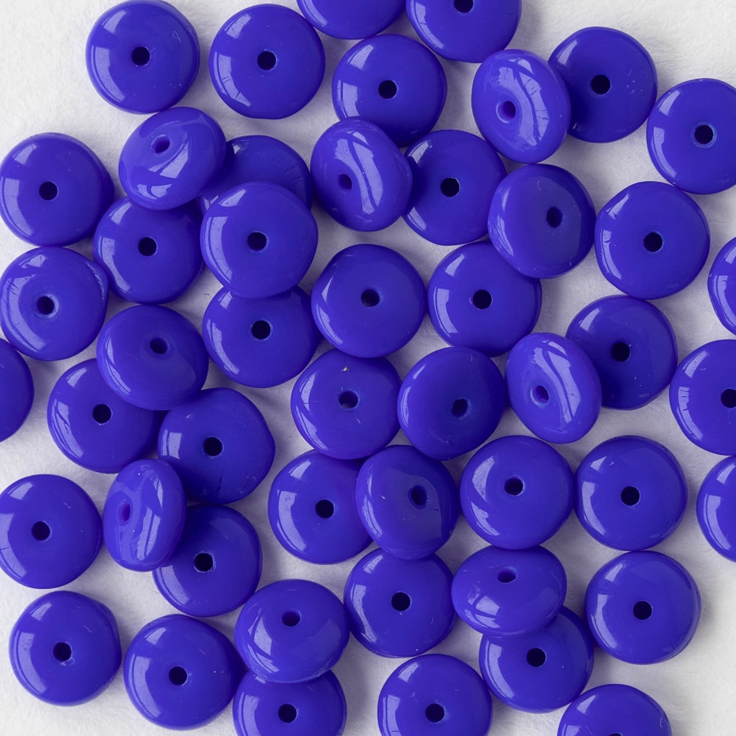 6mm Glass Rondelle Beads - Opaque Dark Blue - 50 or 100 Beads