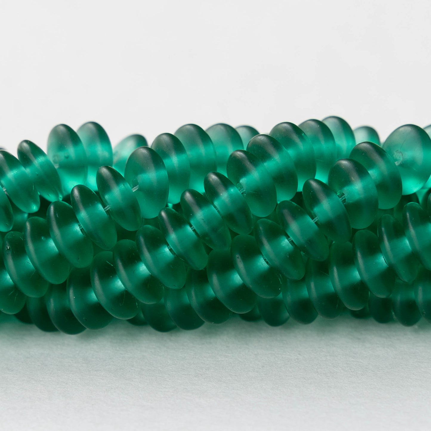 6mm Rondelle Beads - Matte Teal Green - 100 Beads