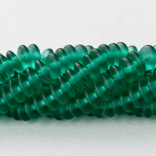 6mm Rondelle Beads - Matte Teal Green - 100 Beads