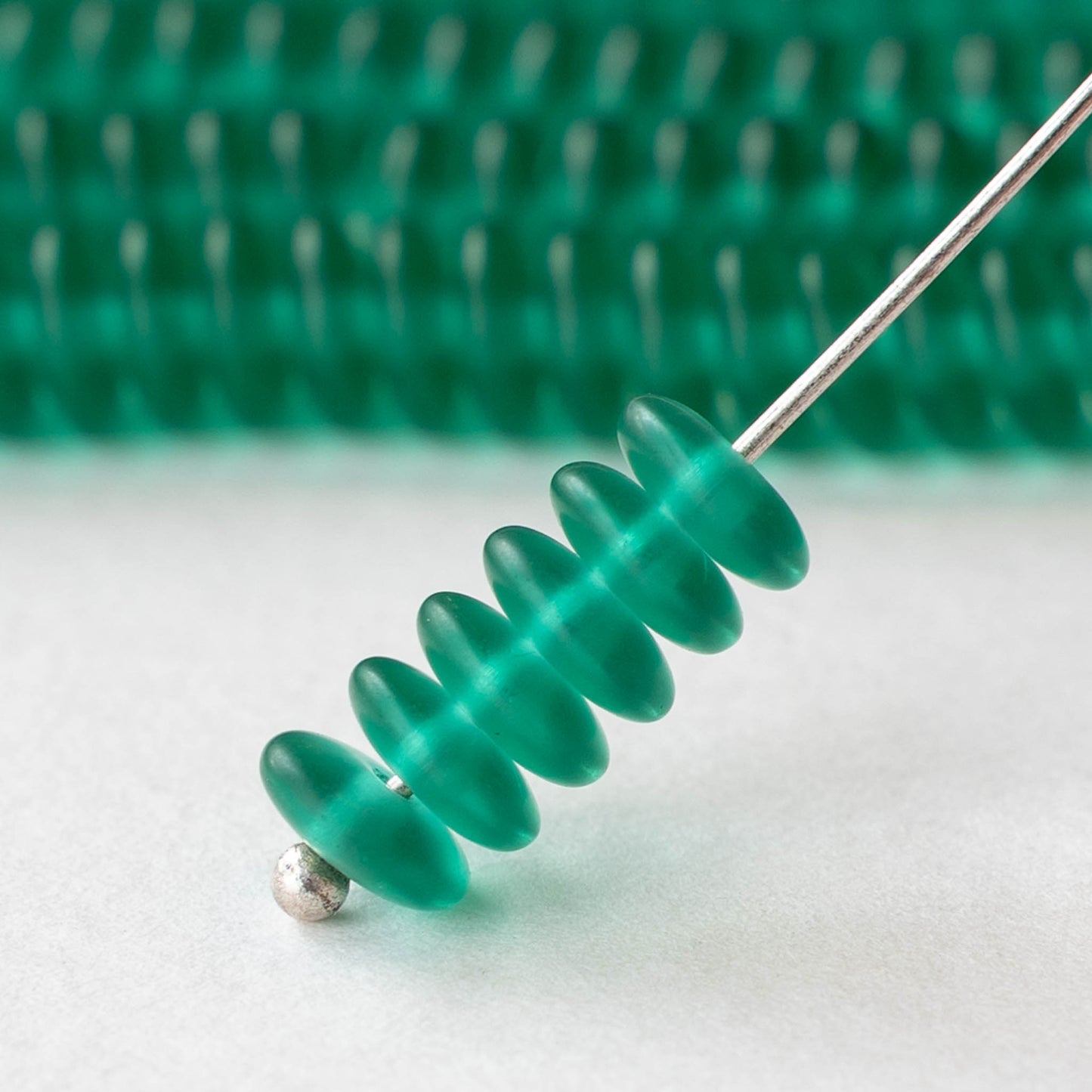 6mm Rondelle Beads - Matte Teal Green - 100 Beads