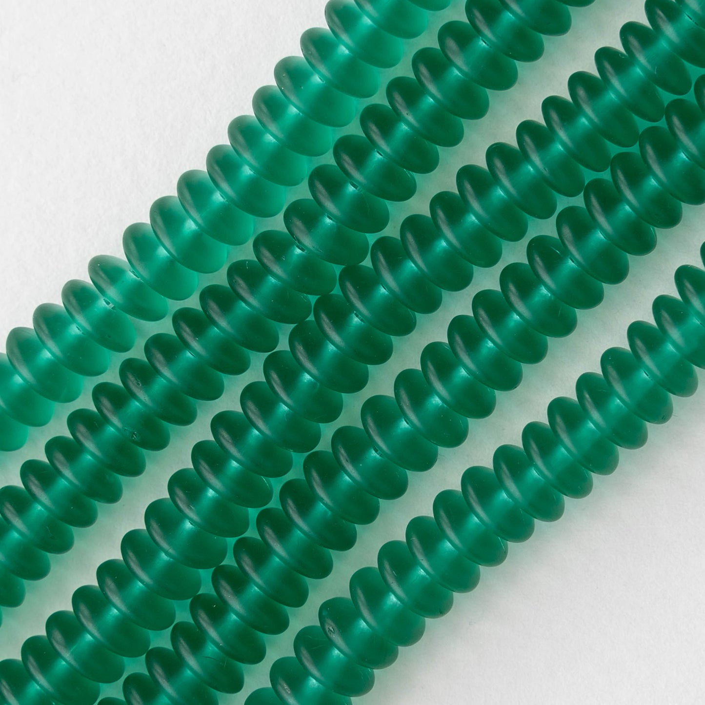 6mm Rondelle Beads - Matte Teal Green - 100 Beads