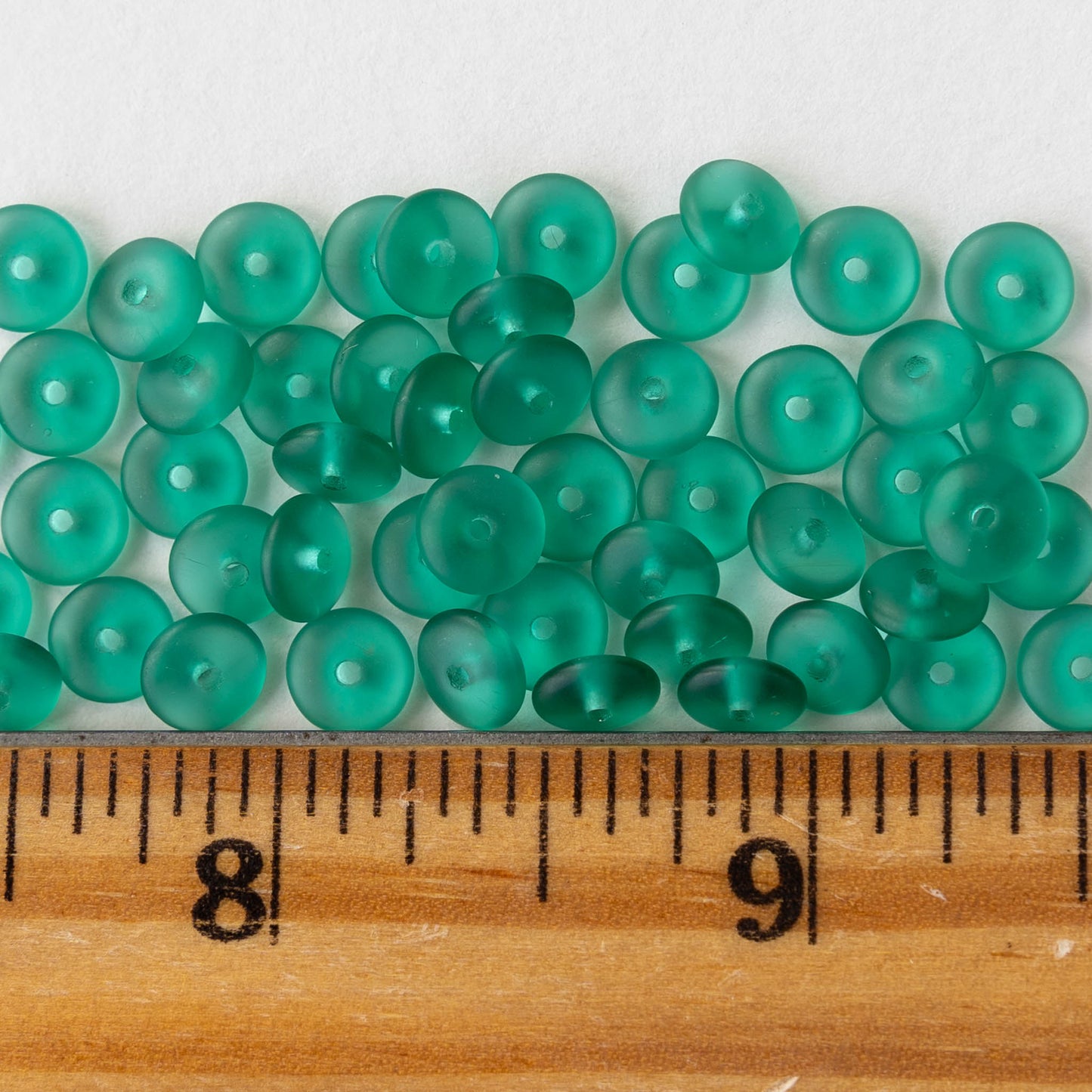 6mm Rondelle Beads - Matte Teal Green - 100 Beads