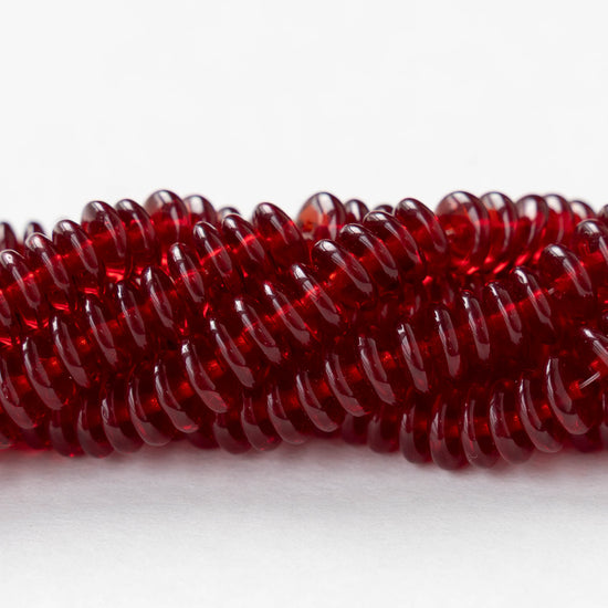 6mm Rondelle Beads - Garnet Red - 50 or 100 beads