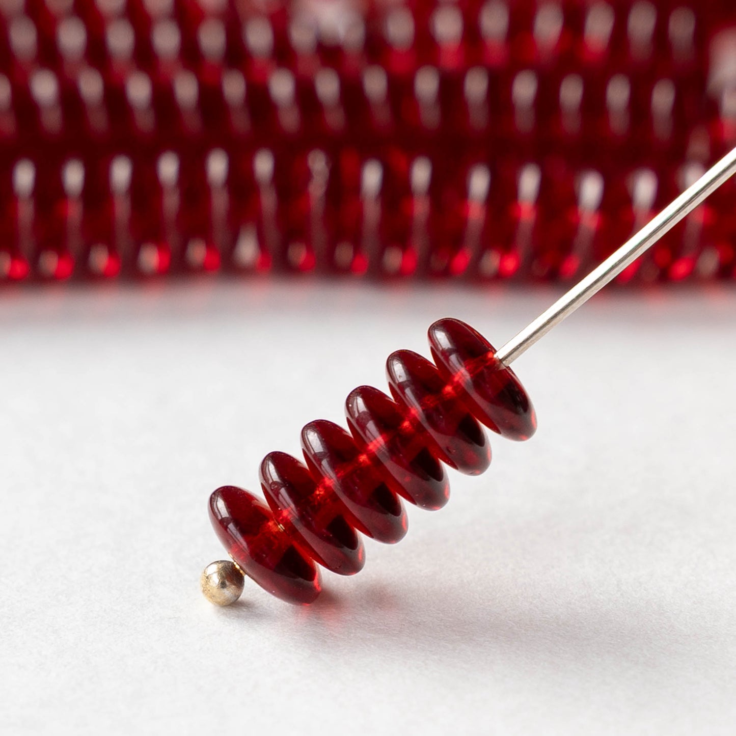 6mm Rondelle Beads - Garnet Red - 50 or 100 beads