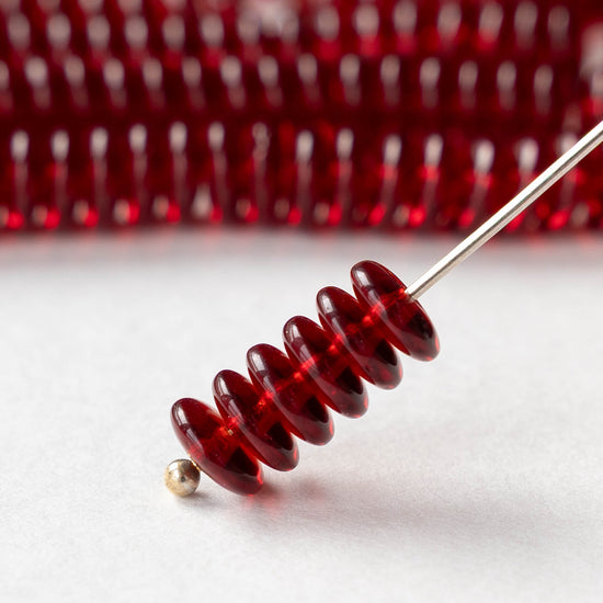 6mm Rondelle Beads - Garnet Red - 50 or 100 beads