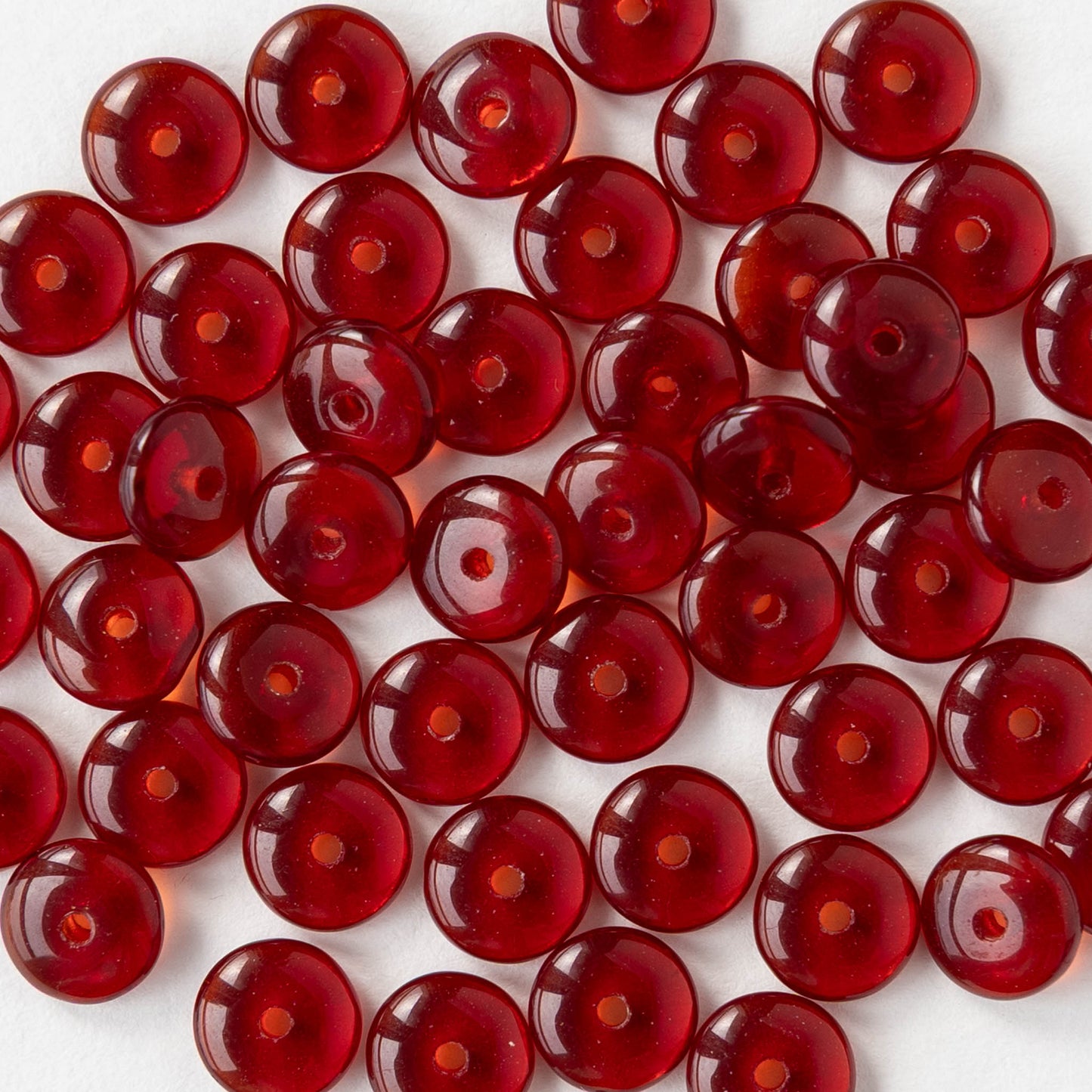 6mm Rondelle Beads - Garnet Red - 50 or 100 beads