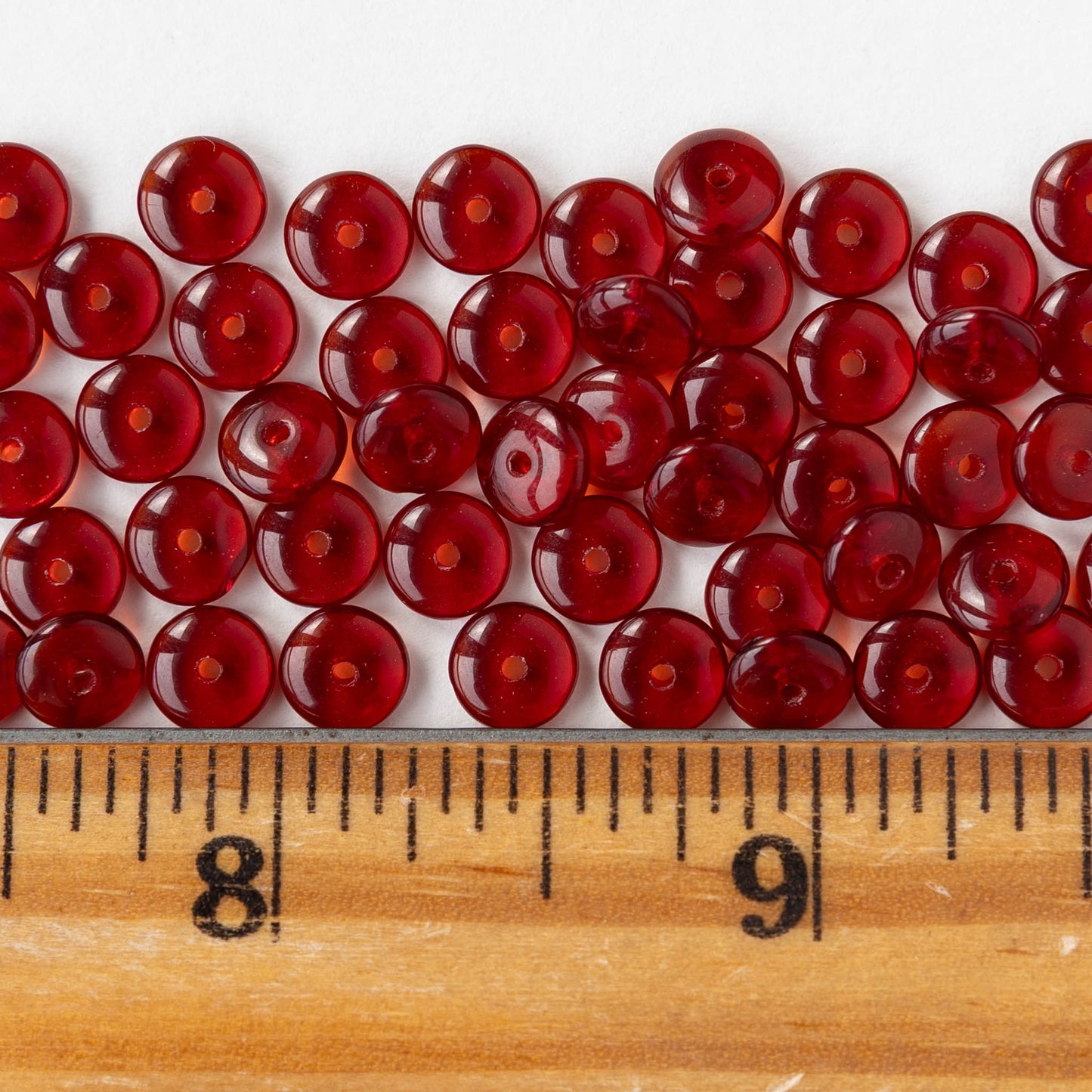 6mm Rondelle Beads - Garnet Red - 50 or 100 beads