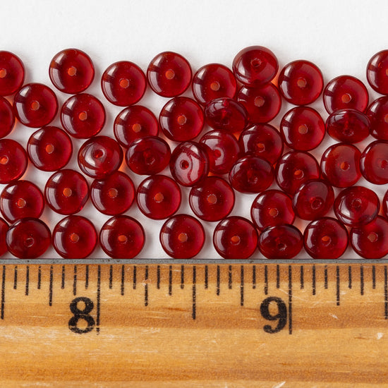 6mm Rondelle Beads - Garnet Red - 50 or 100 beads