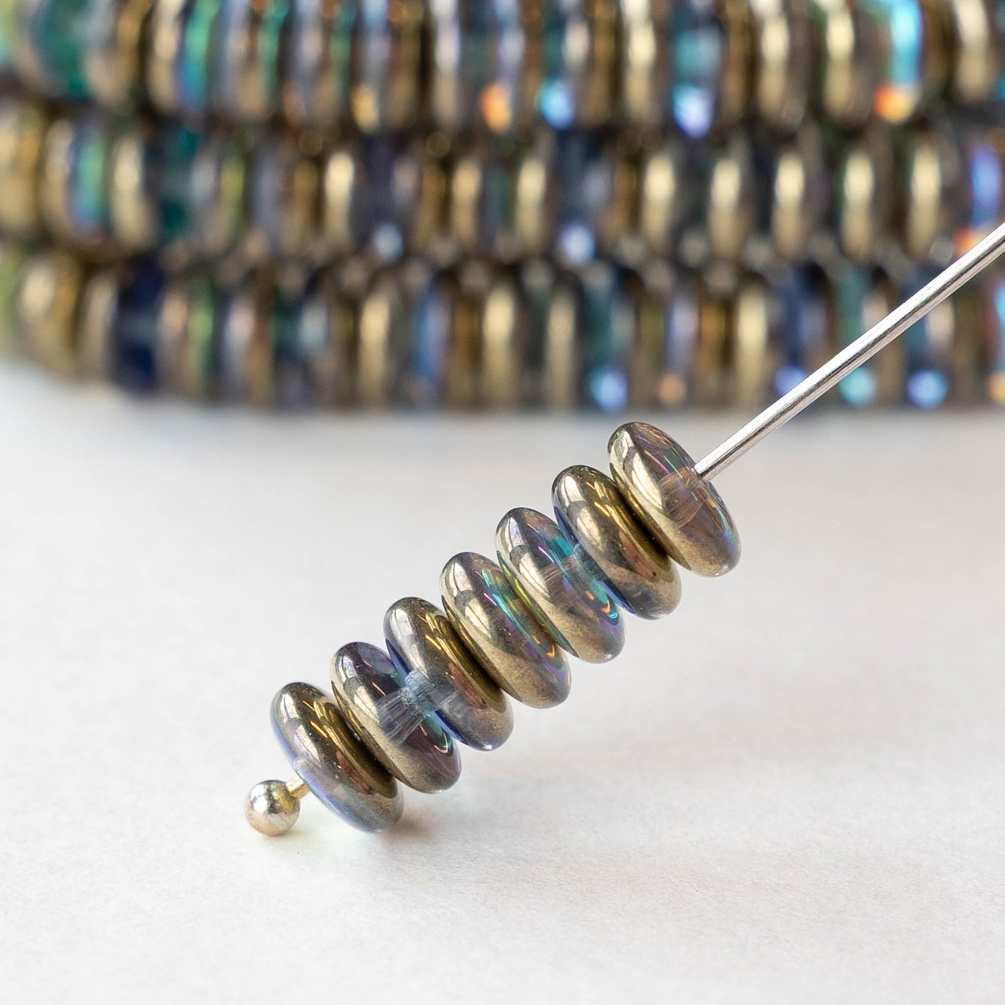 6mm Rondelle Beads - Crystal Gold Luster AB - 50 Beads